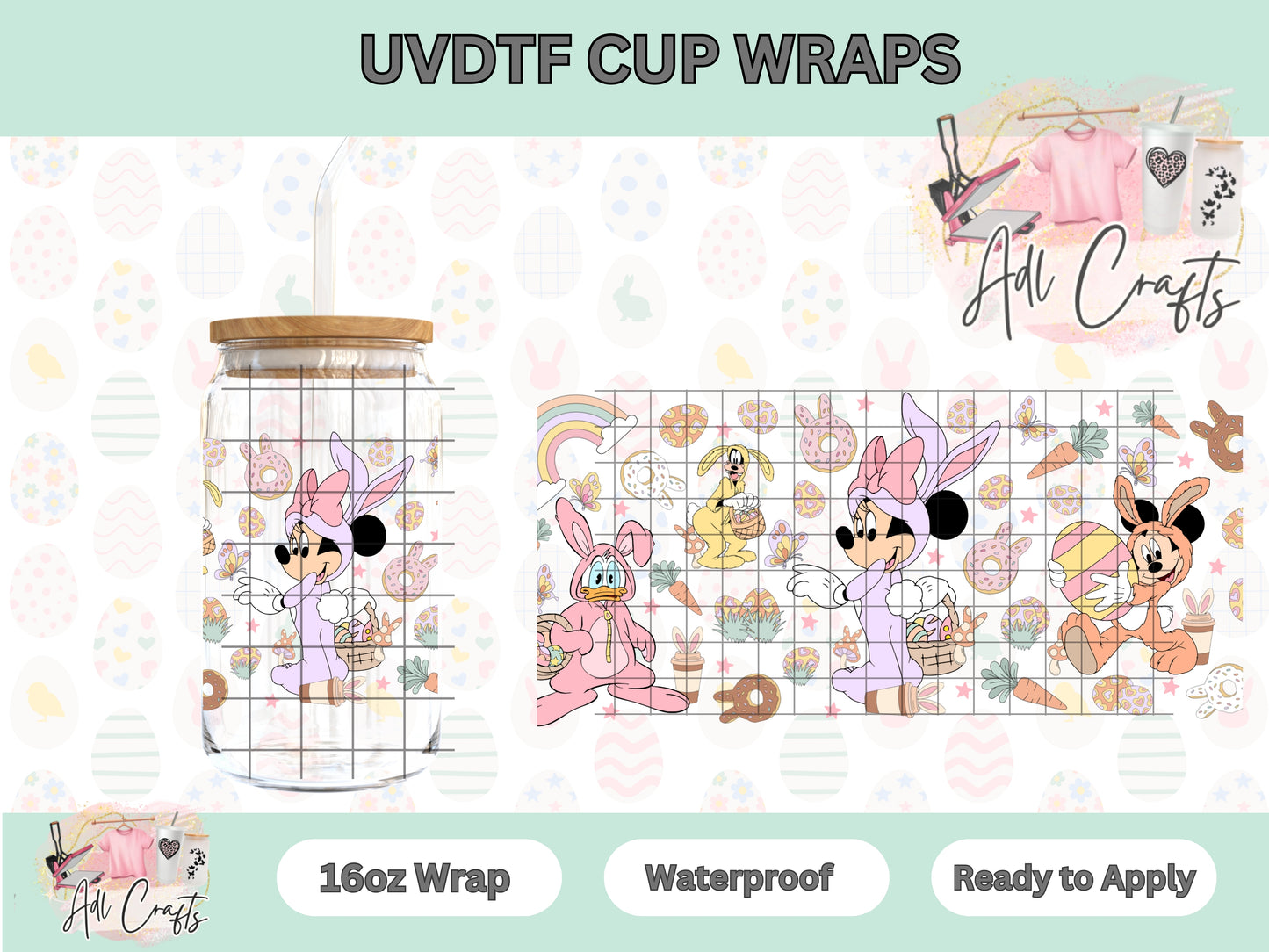 Pastel Mouse Girl Easter UVDTF Cup Wrap