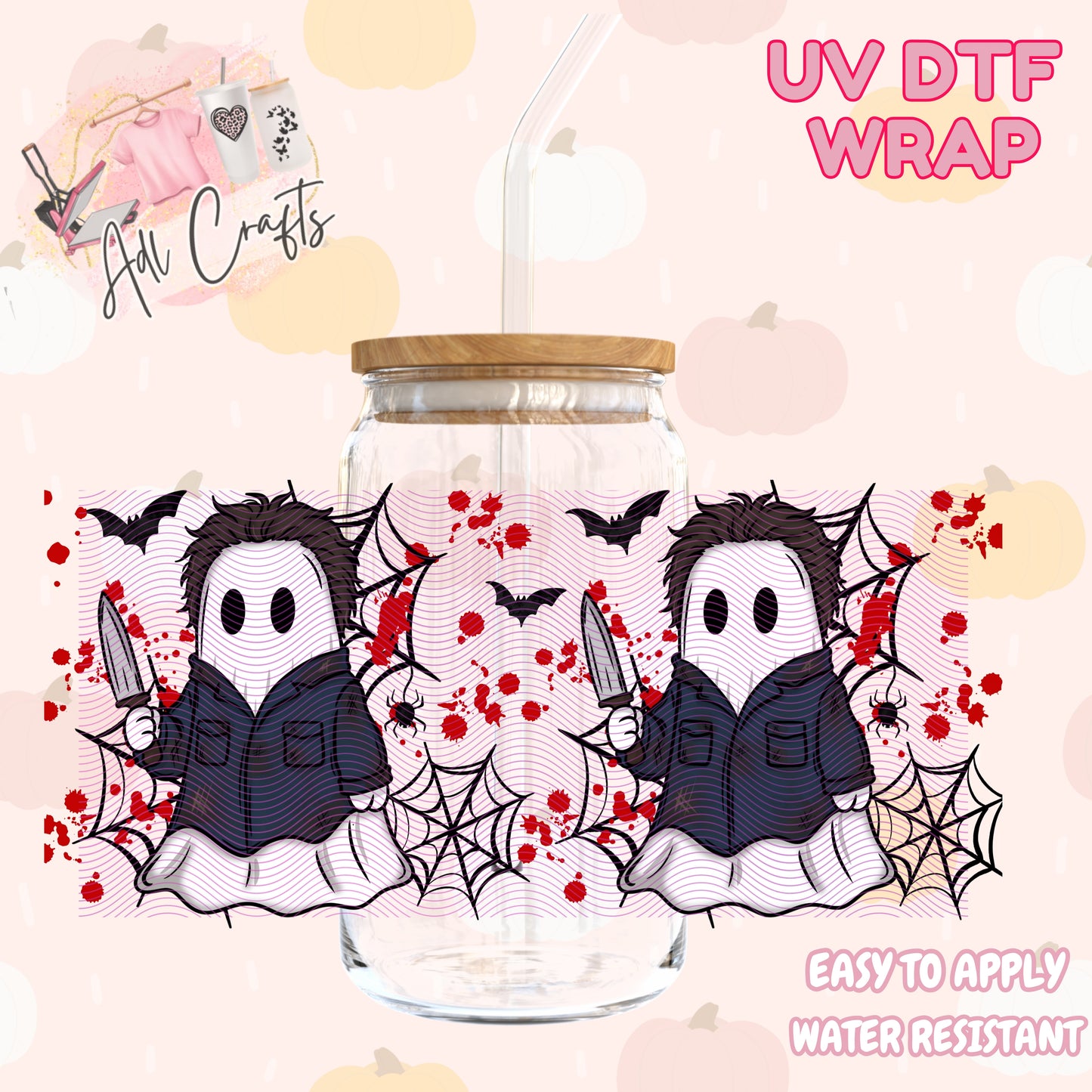 Killer guy ghost cute ghost girlHalloween Cup wrap