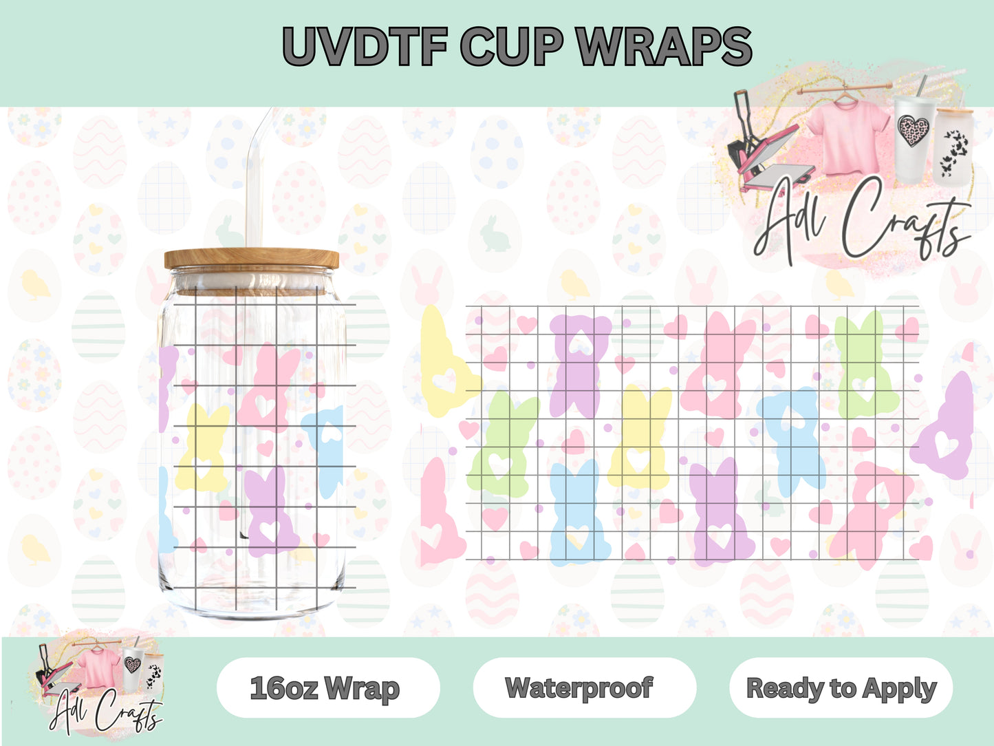 Pastel Bunnies Easter UVDTF Cup Wrap