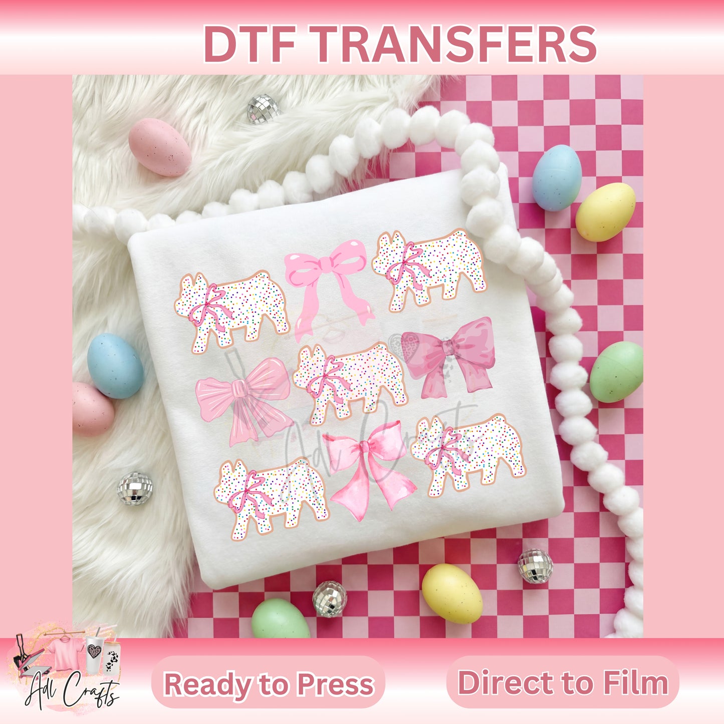 Cow bows Easter DTF Transfer