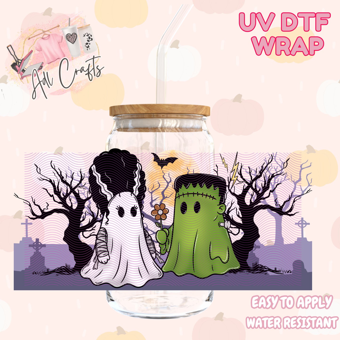 Cute zombie and his women ghost Halloween Cup wrap