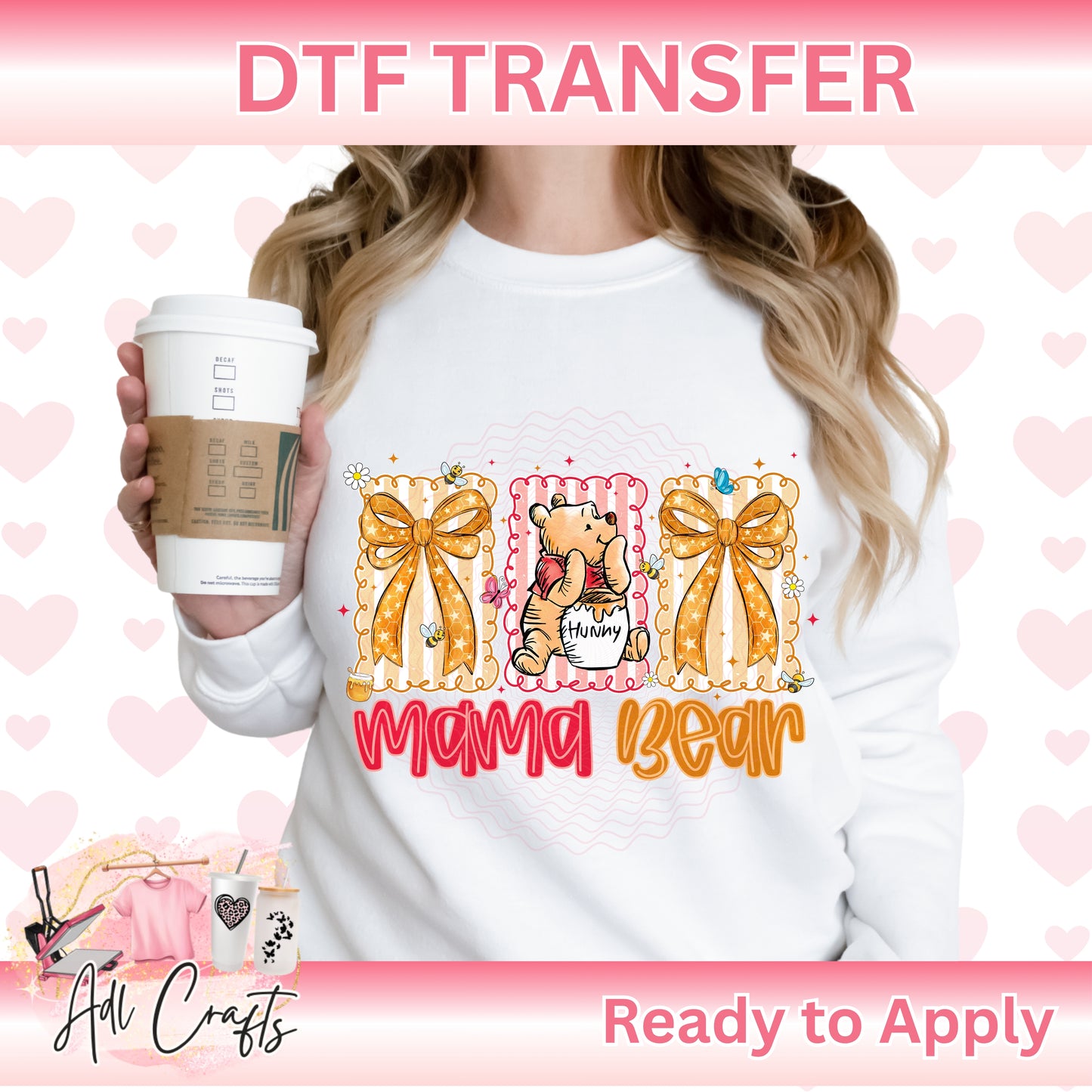 Papa Bear Honey Bear Mom DTF Transfer