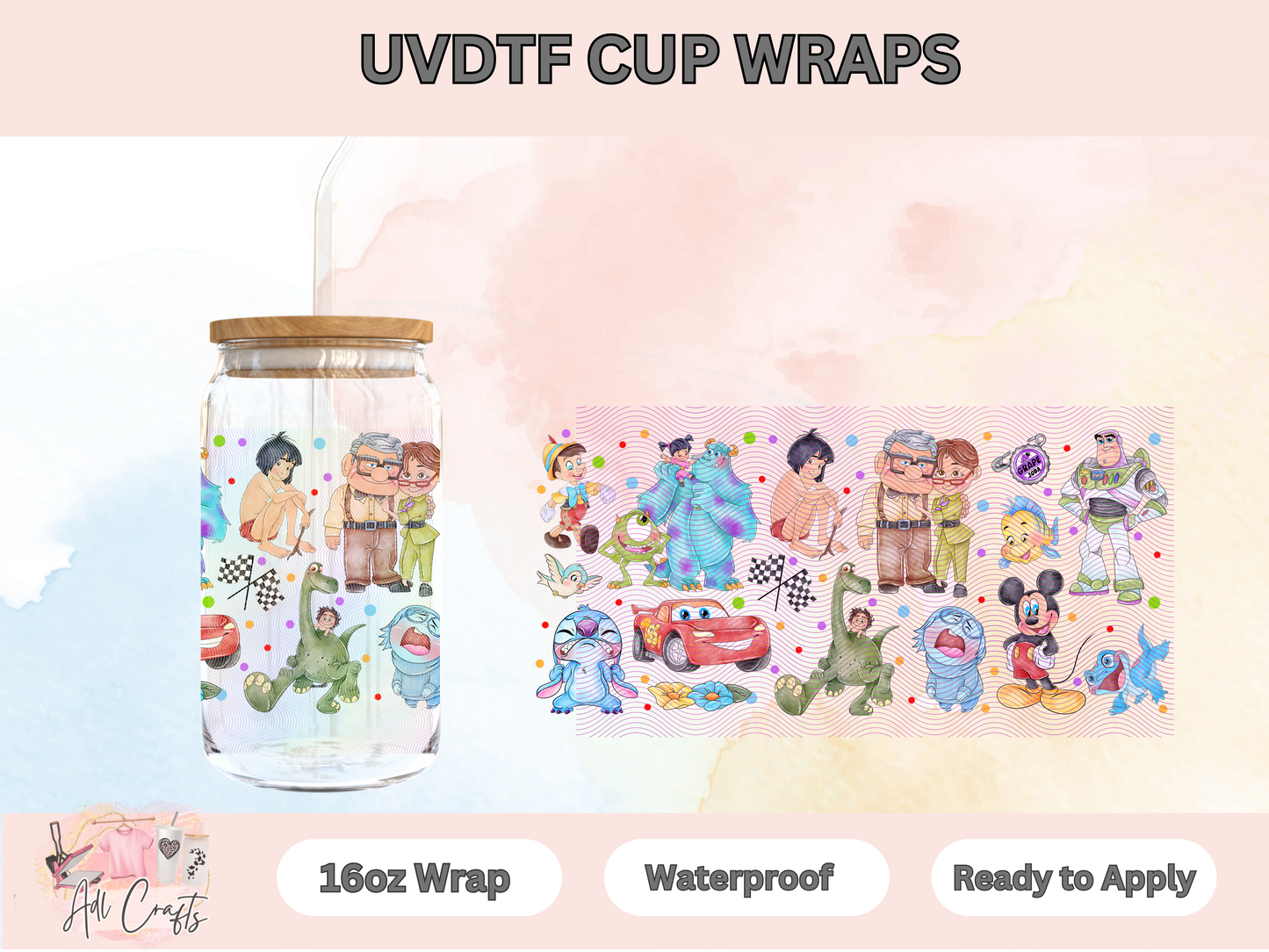 Mix Watercolor Character Uv Dtf Wraps