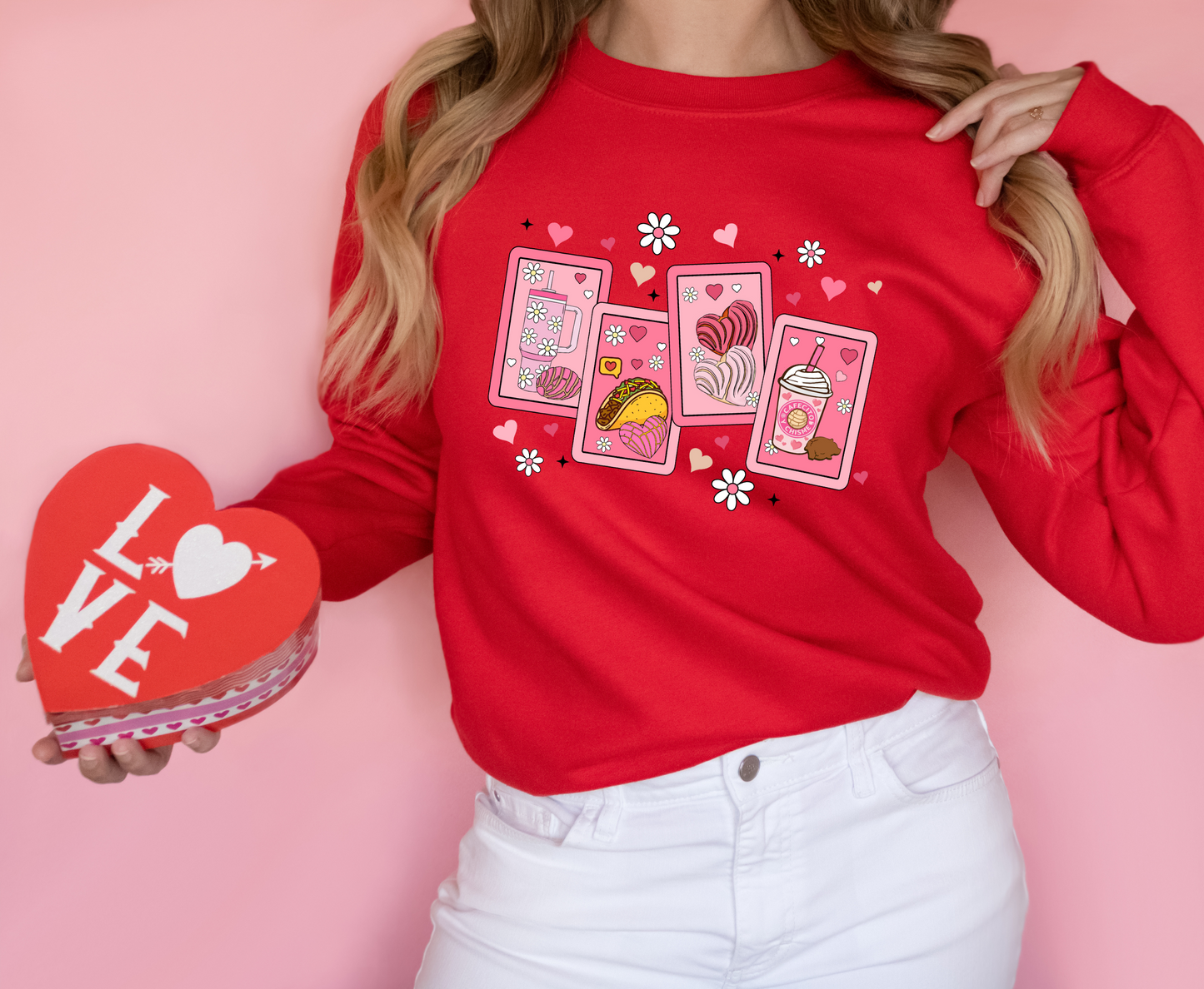 Cafecito y concha y taco Valentines Sweatshirt