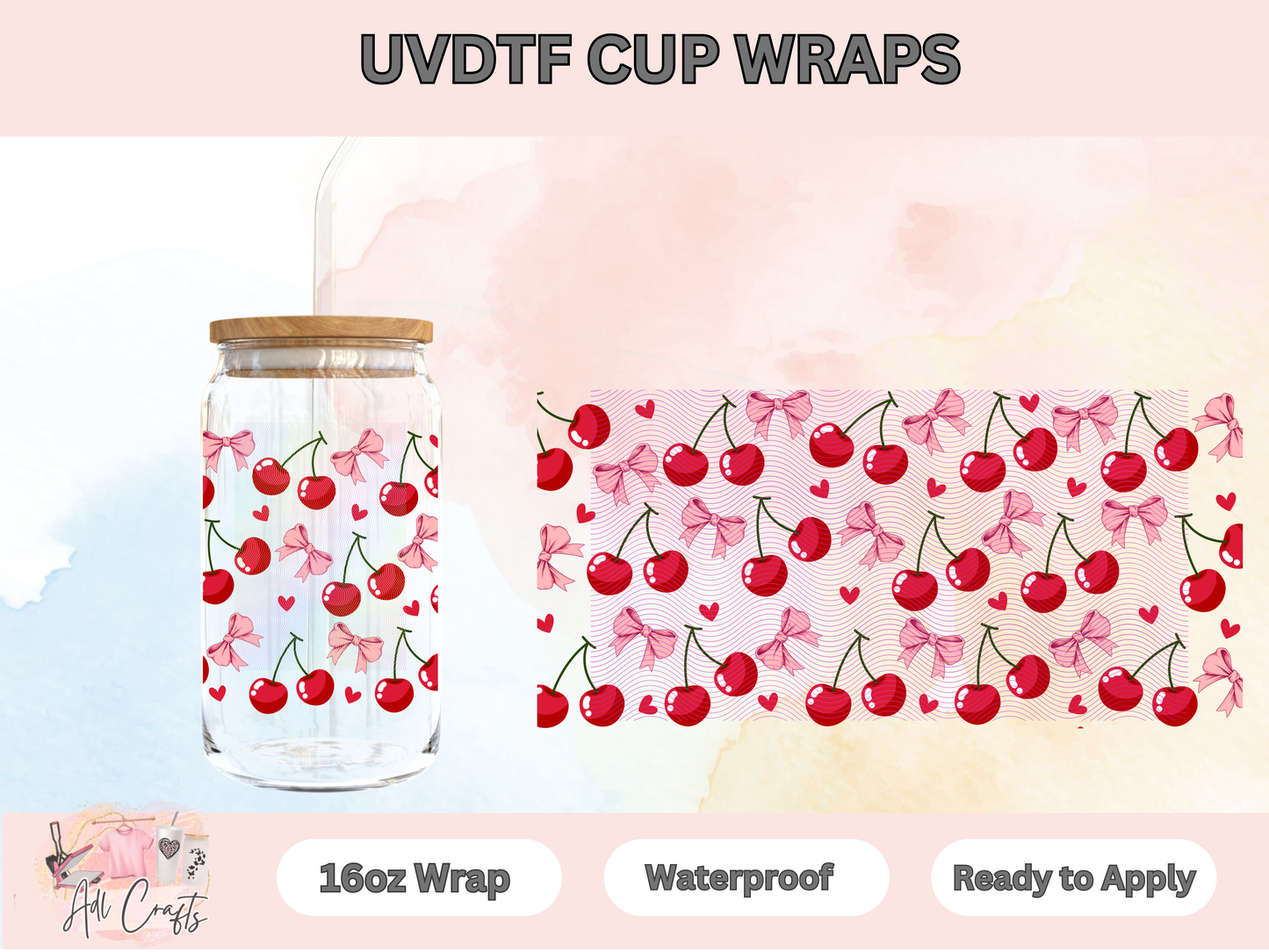Cherries Coquette UVDTF Cup Wraps