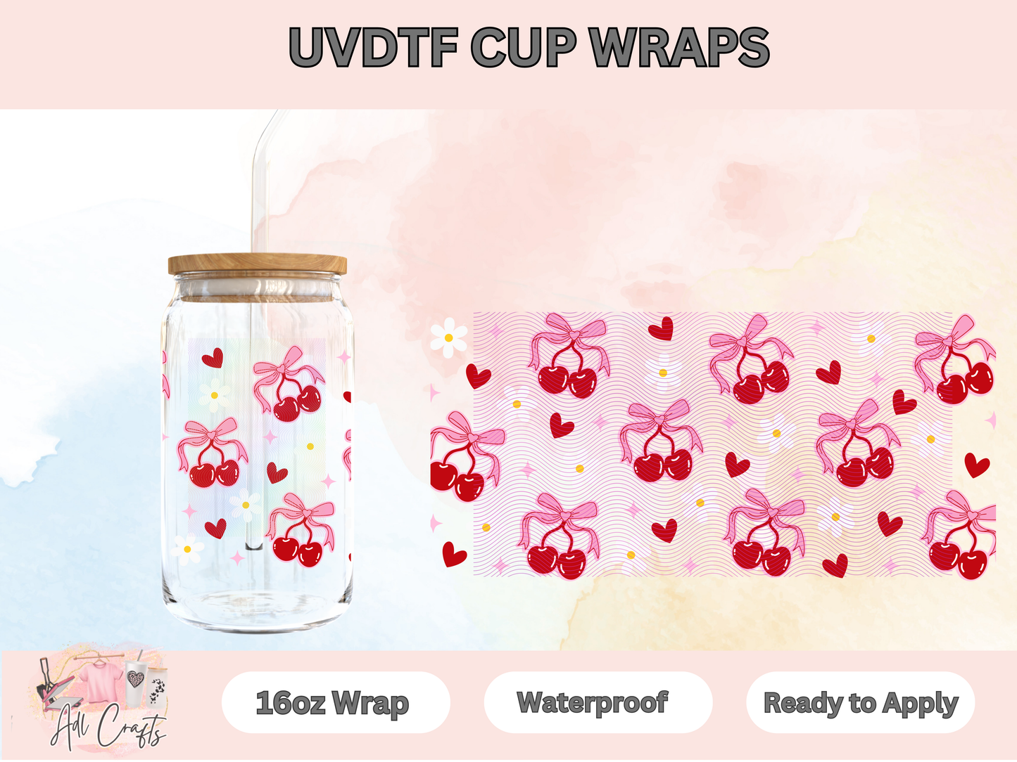 Coquette Cherries UVDTF Cup Wraps