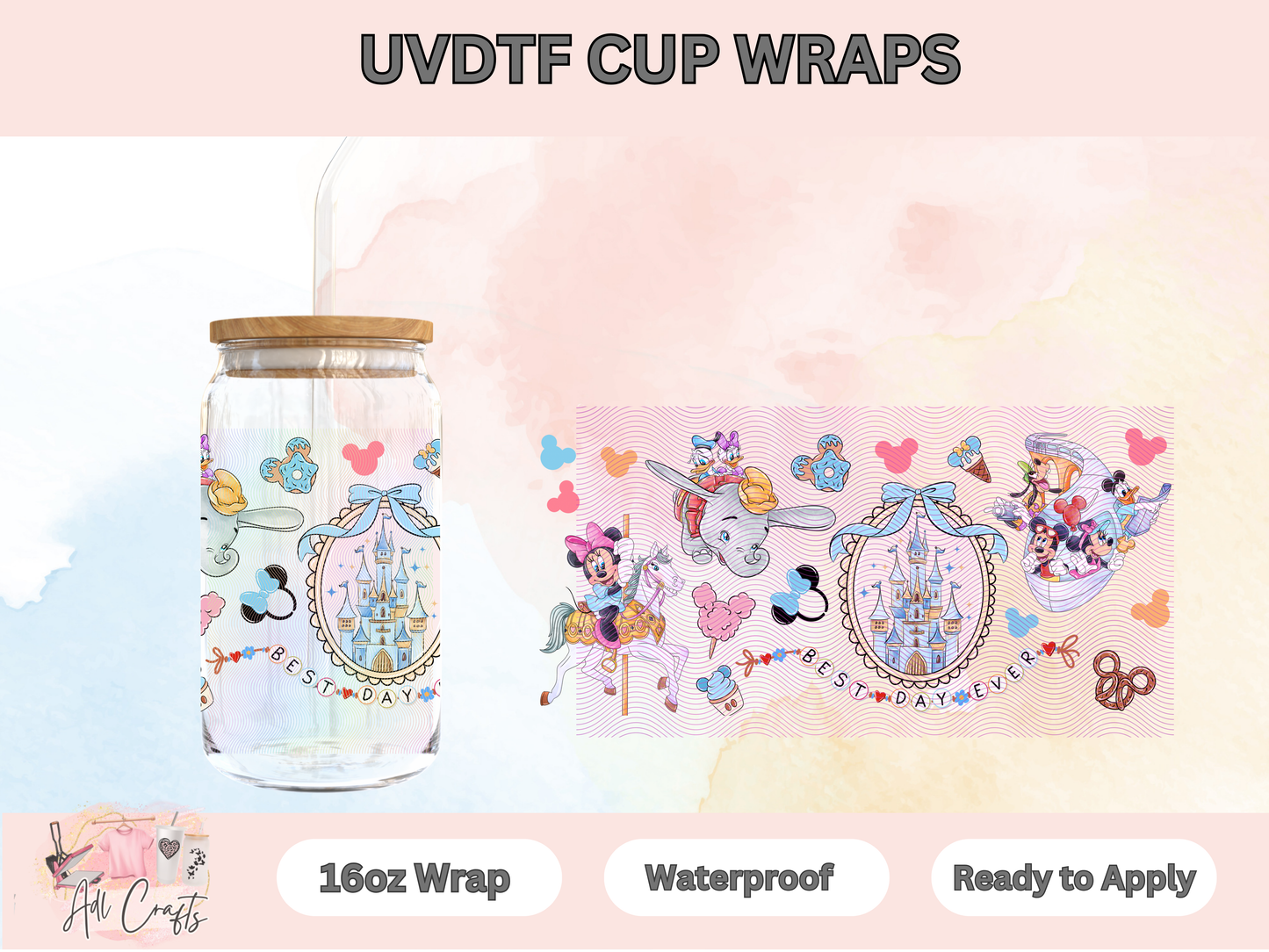 Magical Castle Mirror Watercolor Character Uv Dtf Wraps