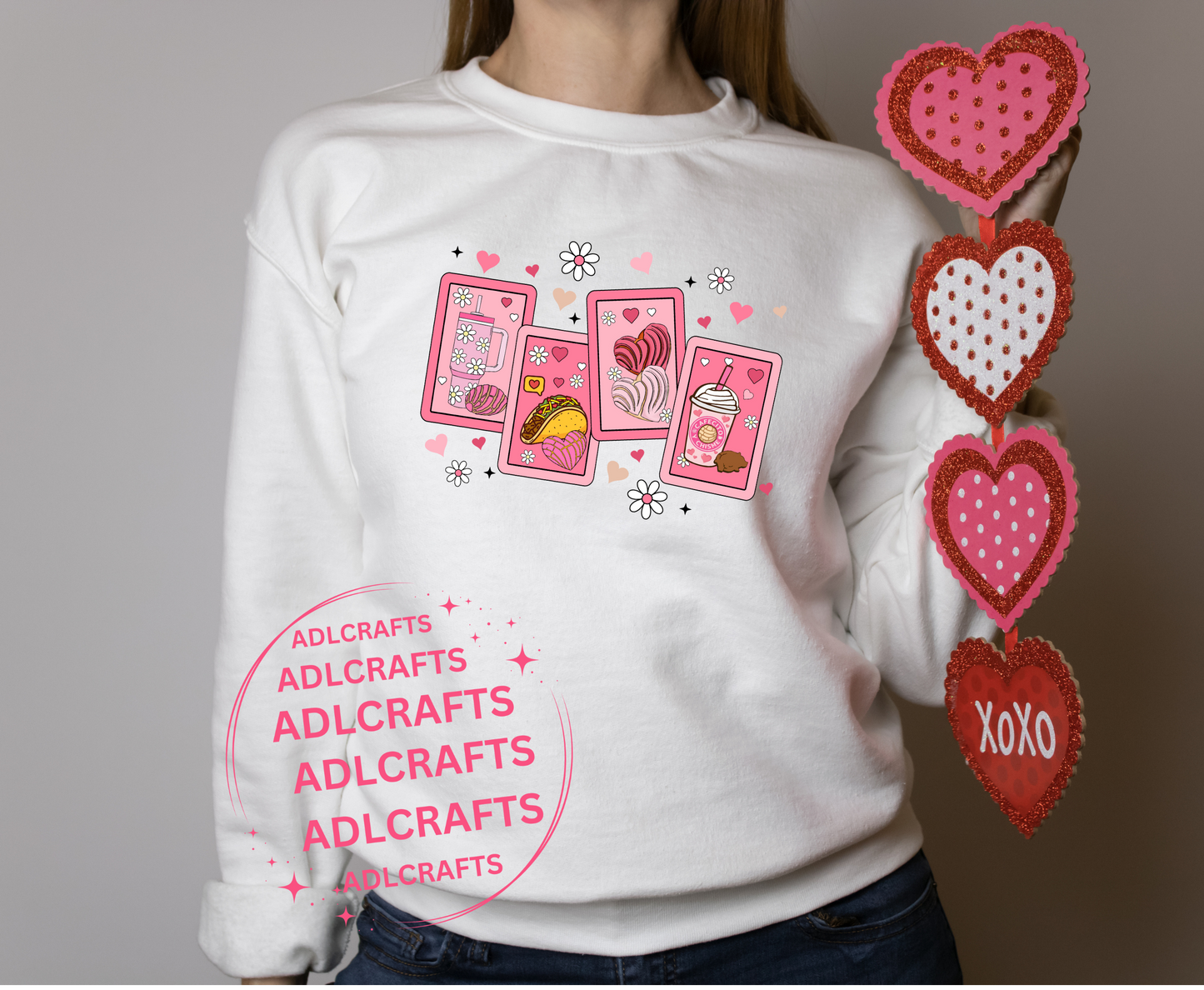 Cafecito y concha y taco Valentines Sweatshirt