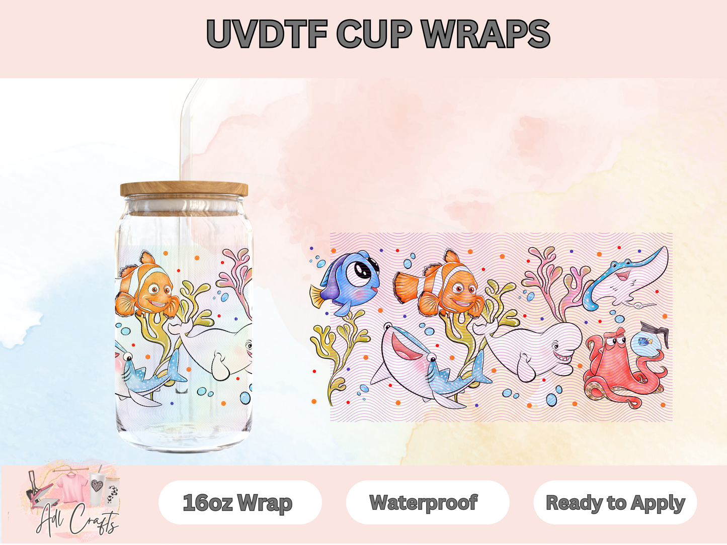 Nemo Watercolor Character Uv Dtf Wraps