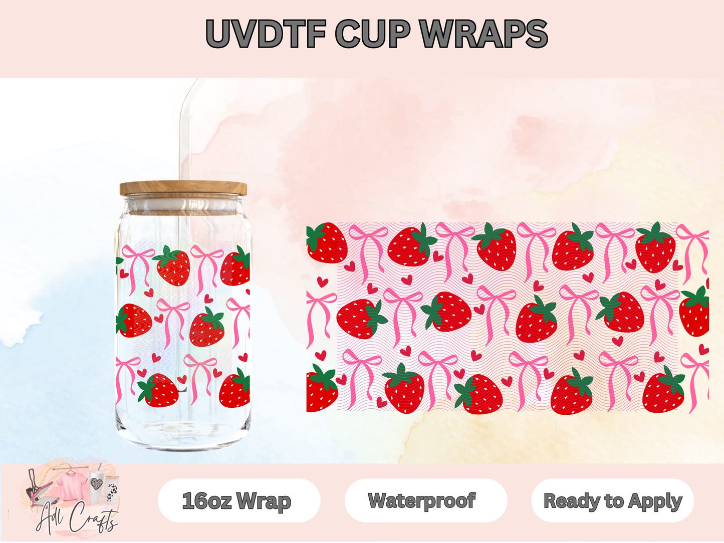 Coquette Strawberries UVDTF Cup Wraps