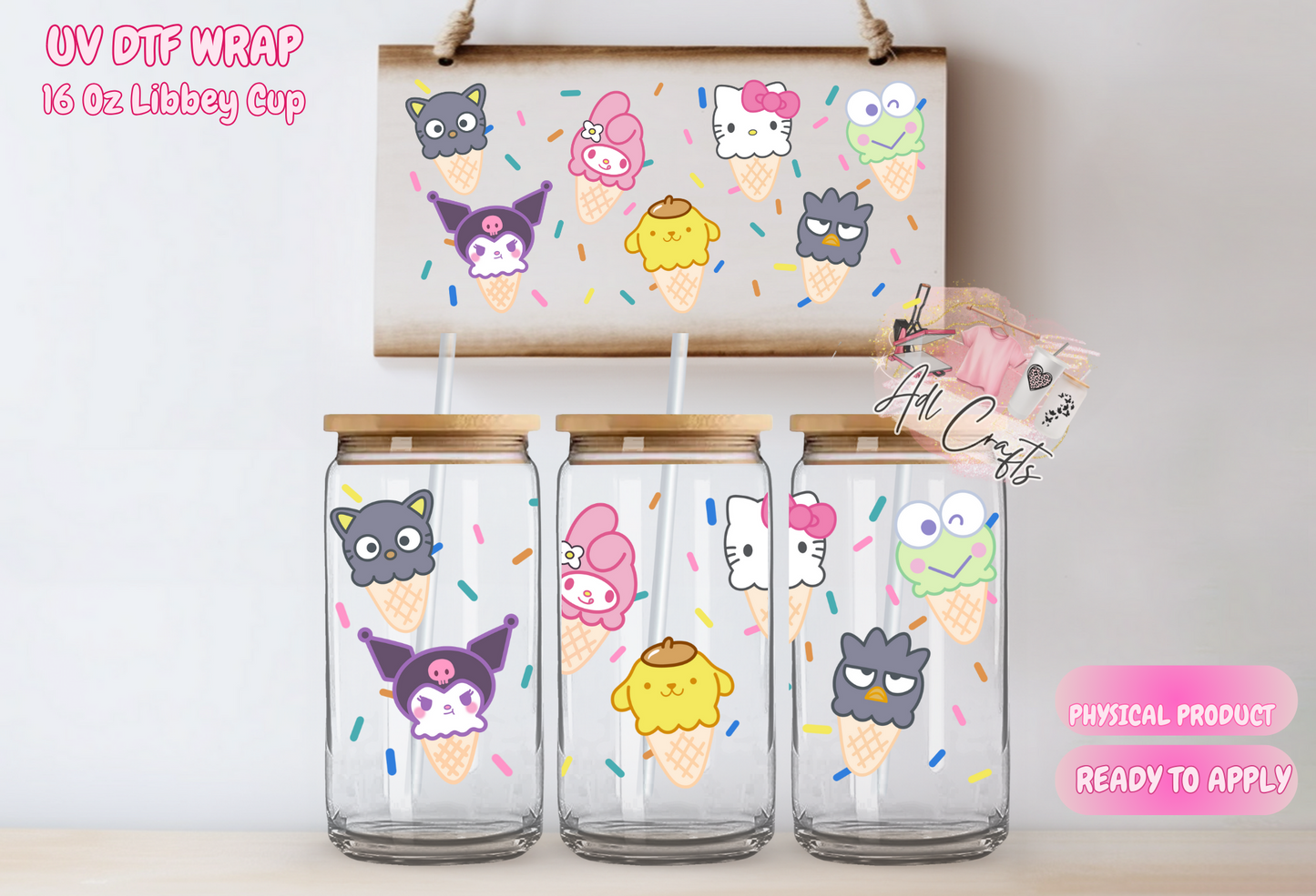 #254 Kitty and Friends Ice Cream UVDTF WRAPS