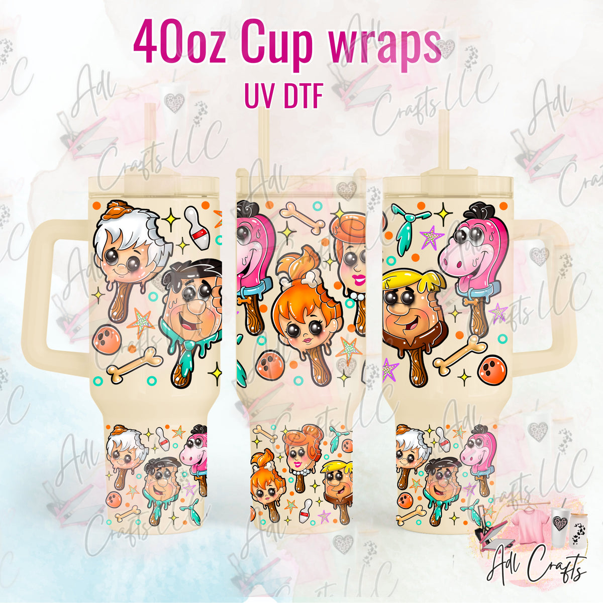 Flint Stones Ice cream UVDTF WRAPS 40 oz