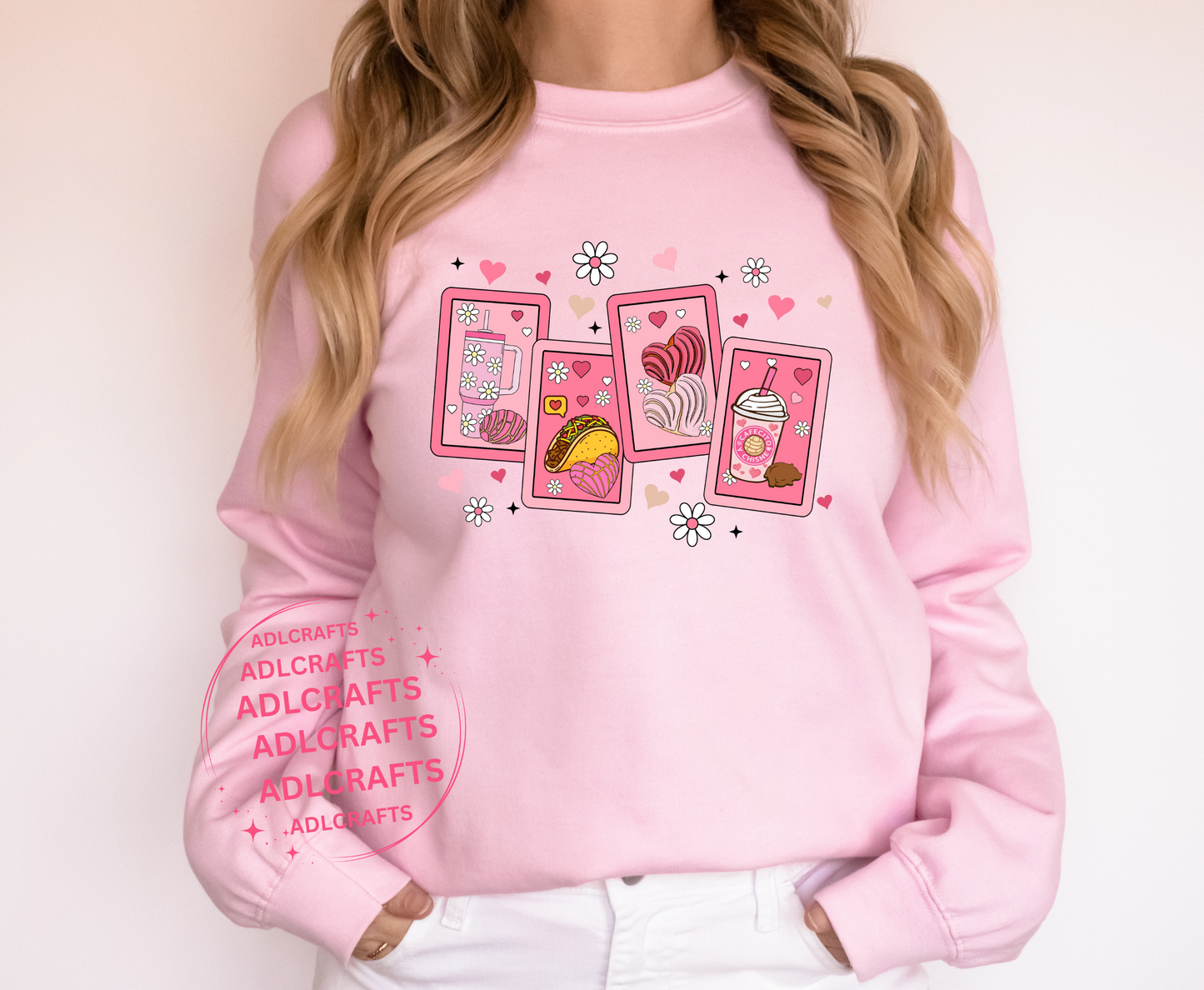 Cafecito y concha y taco Valentines Sweatshirt