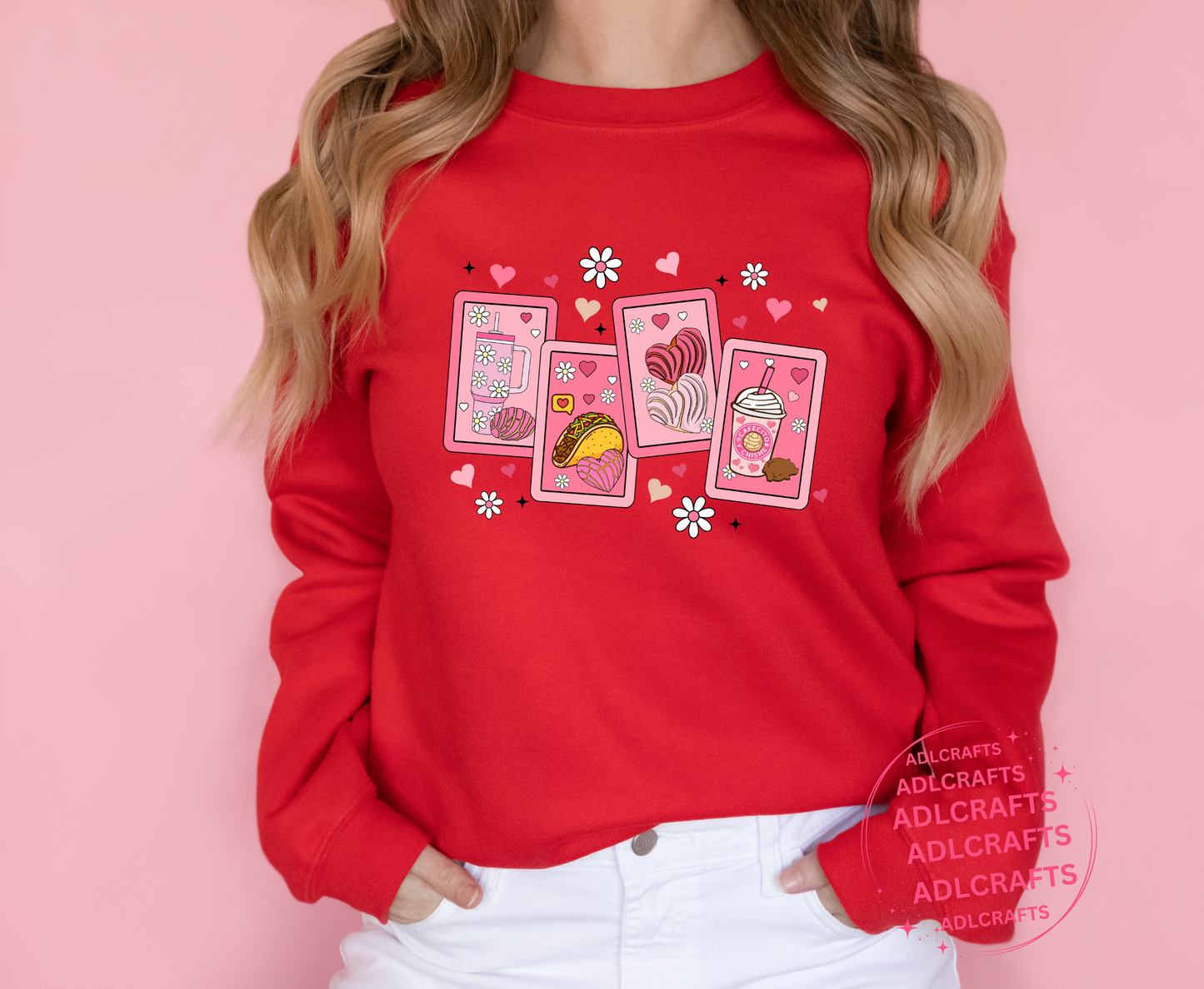 Cafecito y concha y taco Valentines Sweatshirt