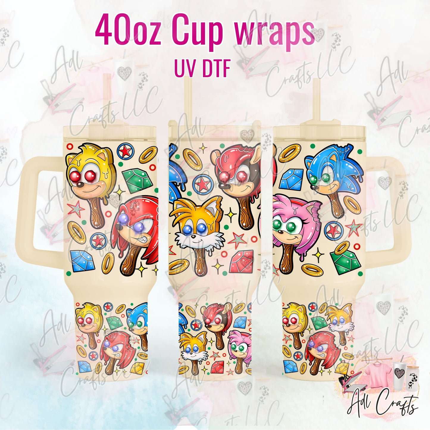 Hedgehog friends Ice cream UVDTF WRAPS 40 oz