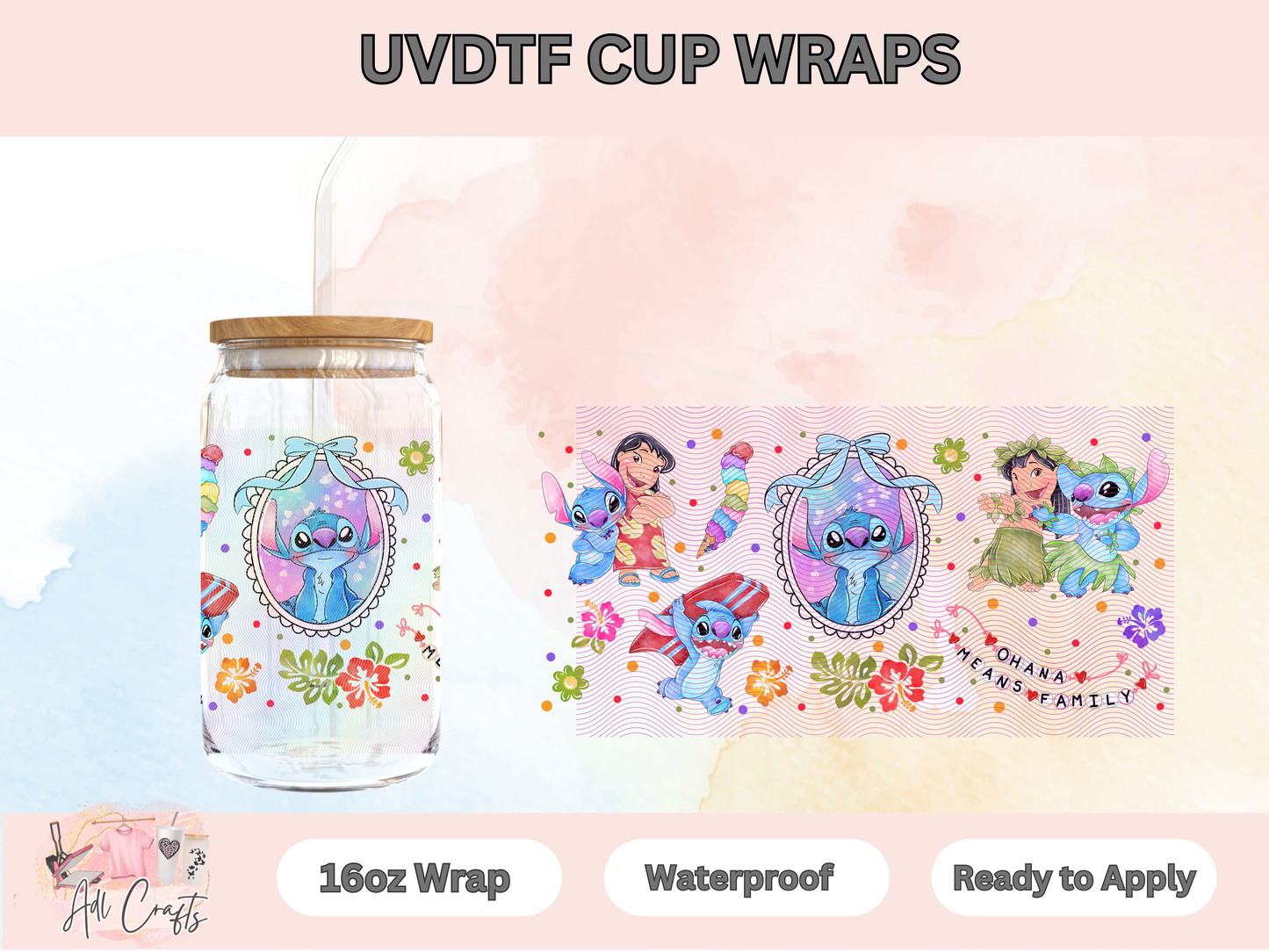 Blue Alien Mirror Watercolor Character Uv Dtf Wraps