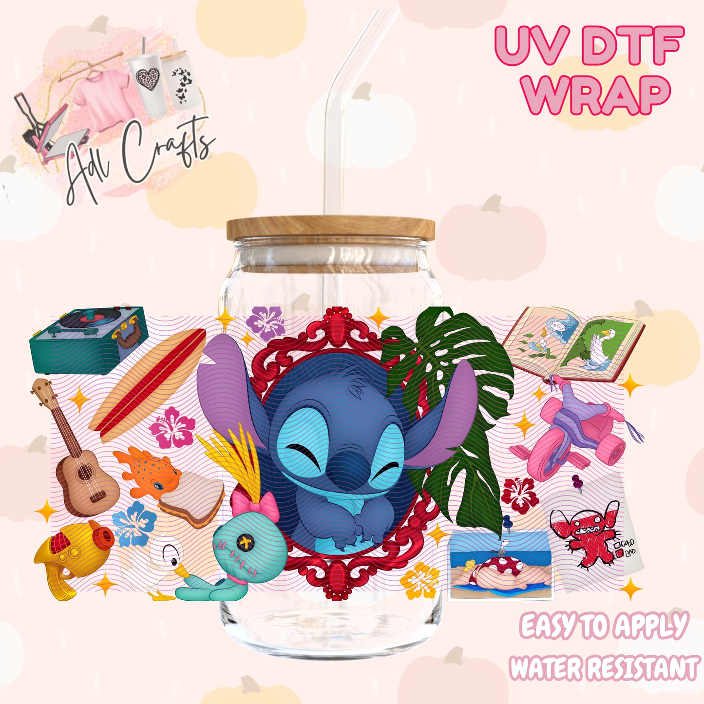 Cute Frame Blue Alien UvDtf Wraps