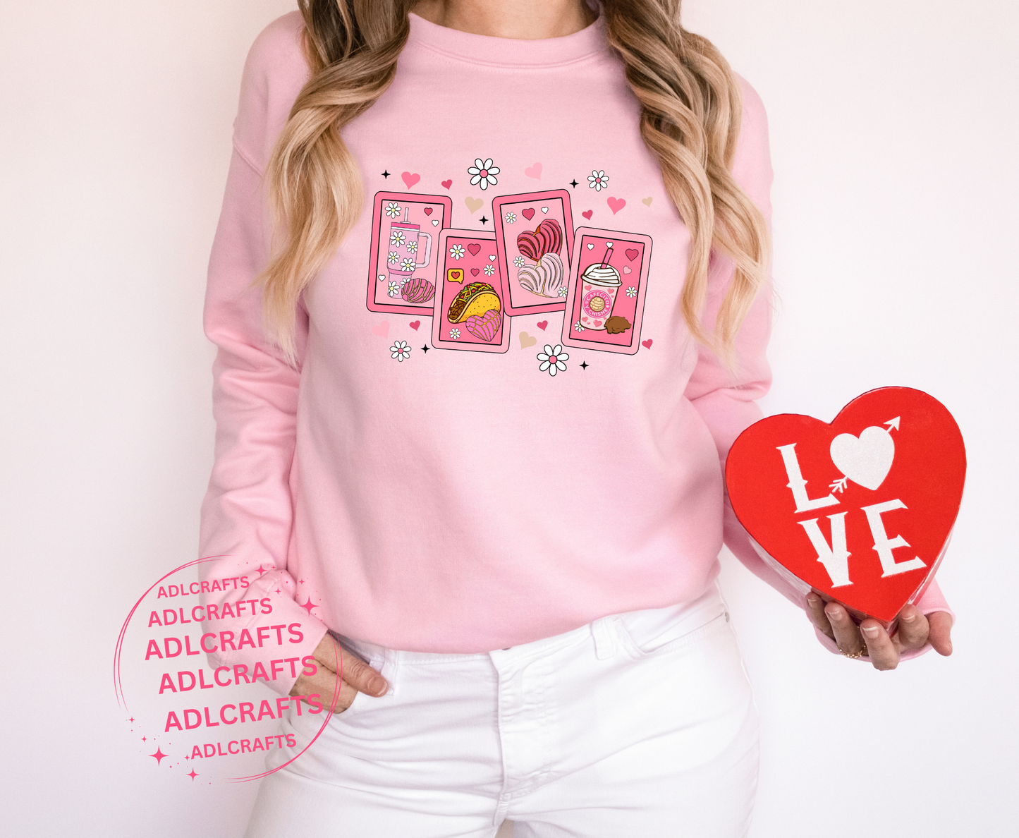 Cafecito y concha y taco Valentines Sweatshirt