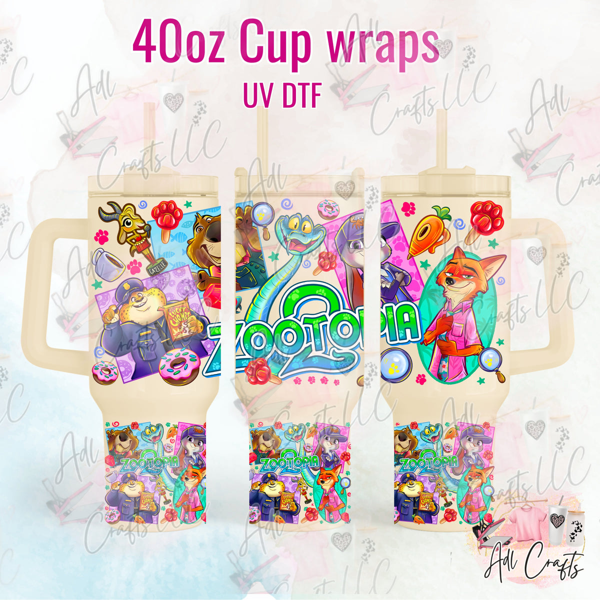 Zoo topiaa Ice cream UVDTF WRAPS 40 oz