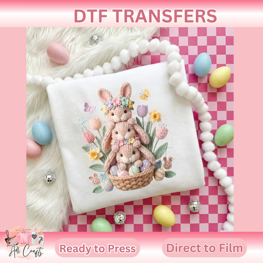 Three Bunnies Easter DTF Transfer