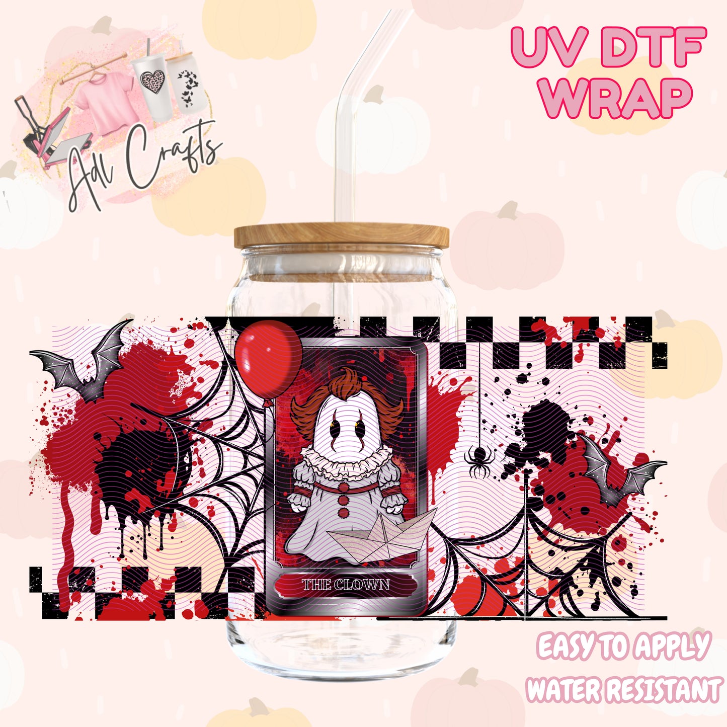 Cute red balloon ghost Halloween Cup wrap