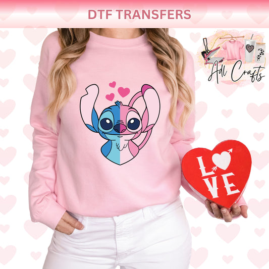 Alien and Angel valentines DTF Transfer
