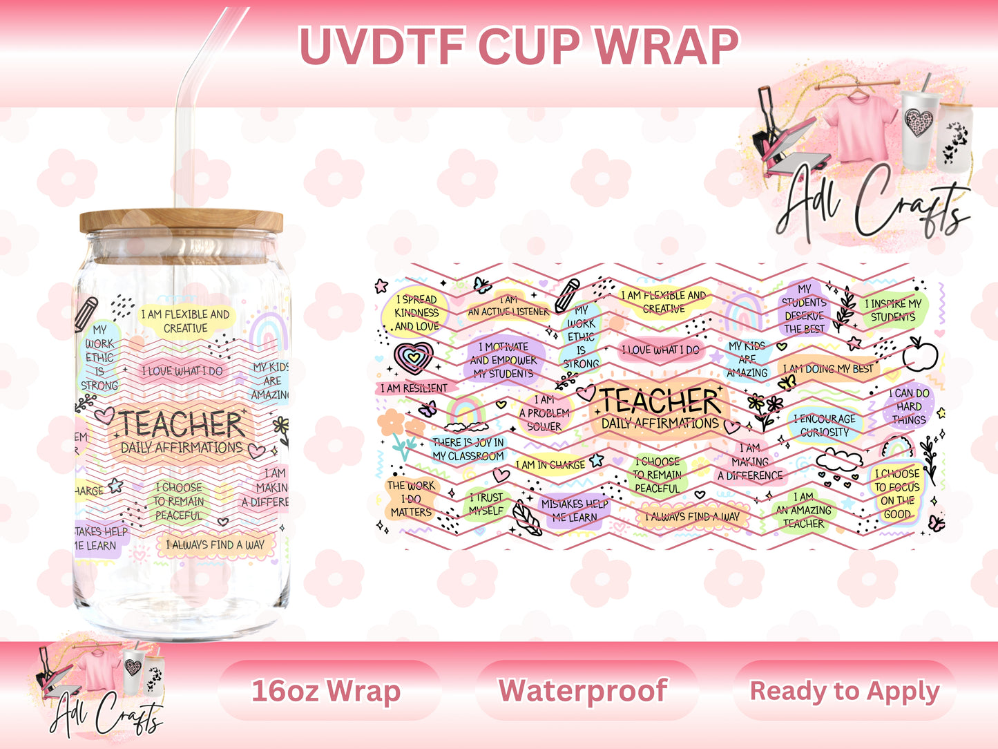 Teacher Affirmations Teacher UVDTF WRAPS