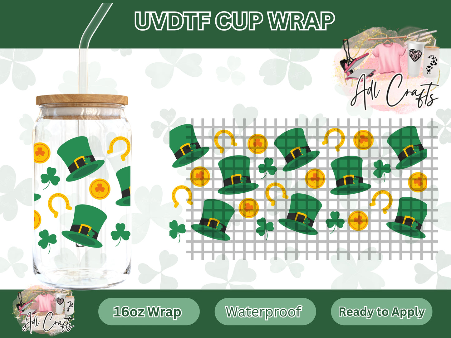Gold and hats St. Patrick’s UVDTF WRAPS