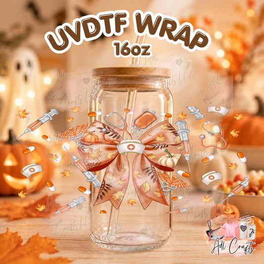 Fall medical Bow Uvdtf Fall/Thanksgiving cup wrap
