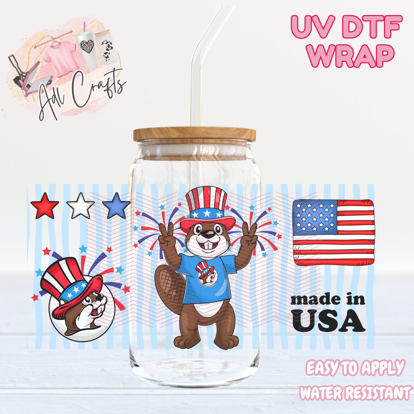 Squirrel 4th of July UVDTF WRAPS