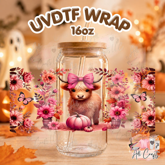 pink cow  Uvdtf Fall/Thanksgiving cup wrap