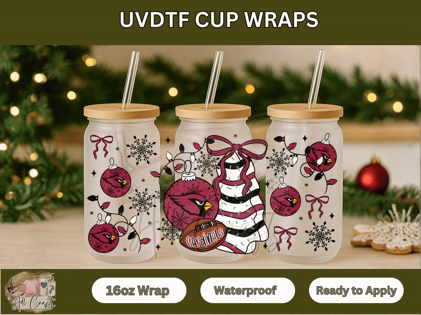 UVDTF WRAPS Christmas NFL Cardinals