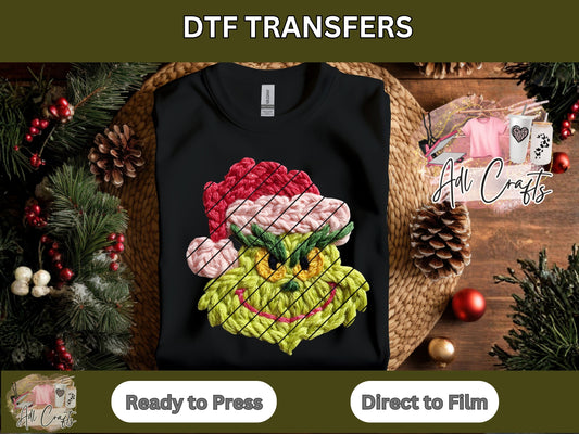 Crochet Green Christmas Christmas DTF Transfer.
