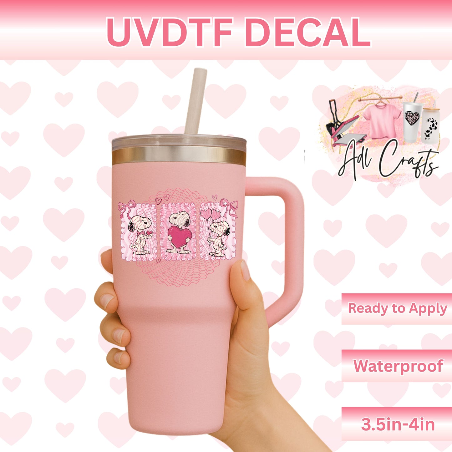 Cute snoo valentines Uv Dtf Decal