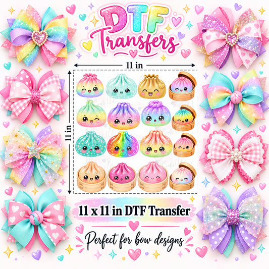 Dumplings Colorful DTF Bow Transfer