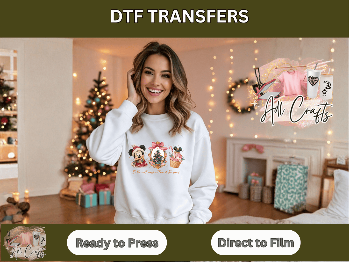 Girl Mouse Christmas DTF Transfer