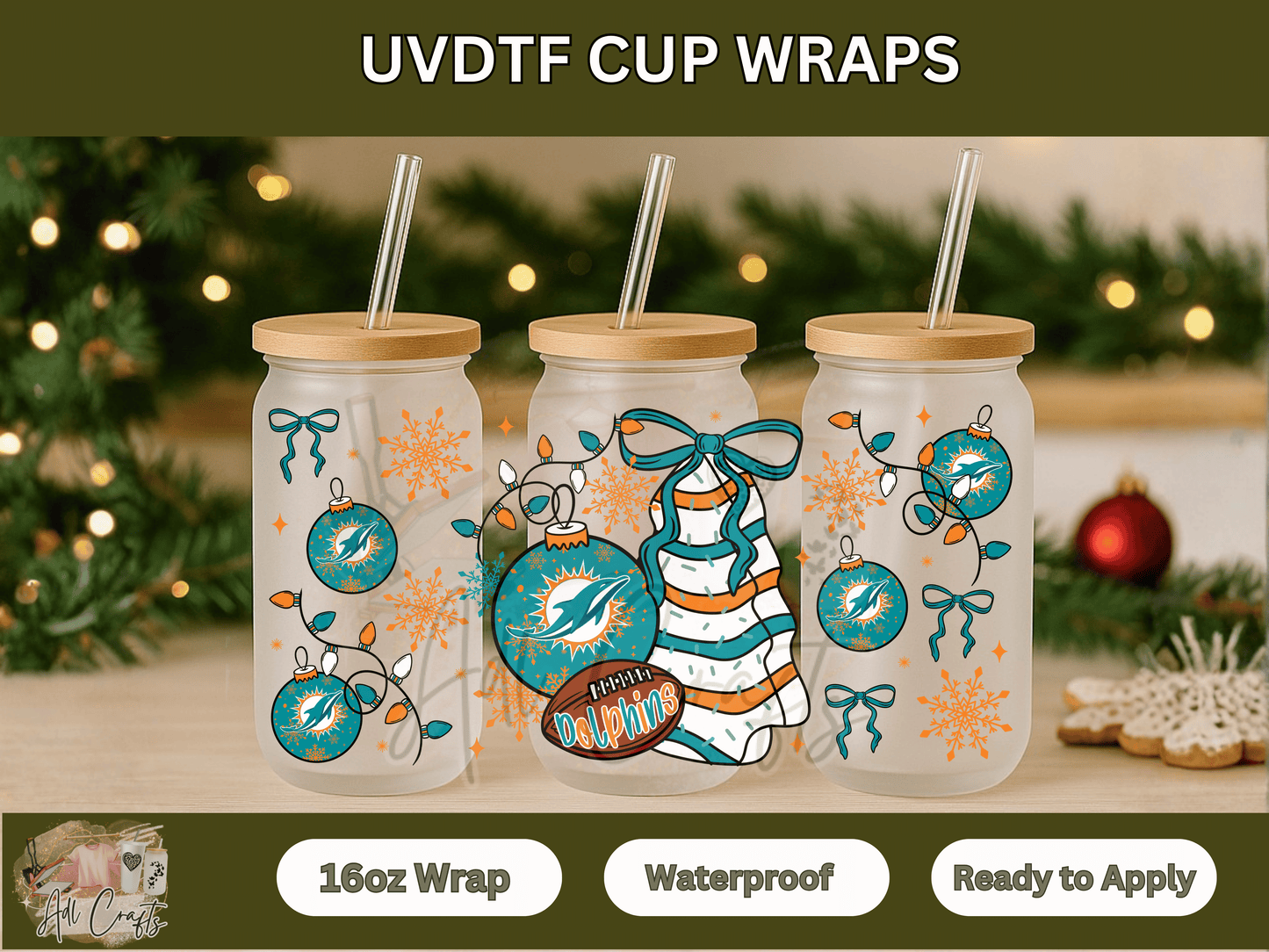 UVDTF WRAPS Christmas NFL Dolphins