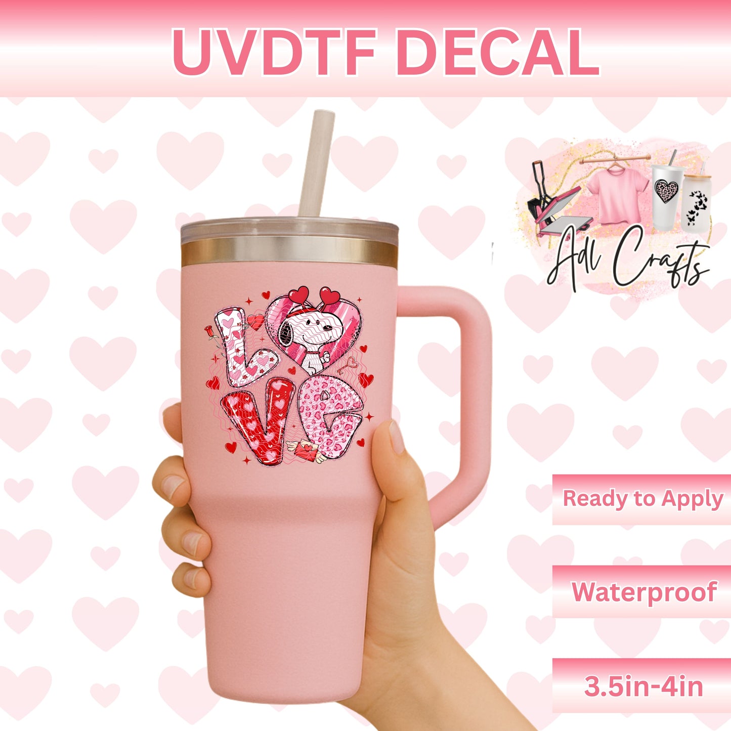 Love snoo valentines Uv Dtf Decal