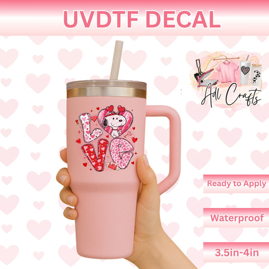 Love snoo valentines Uv Dtf Decal