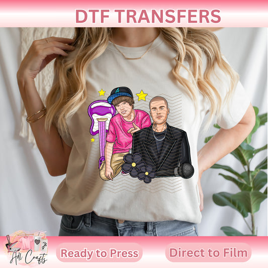 Justin Pink and Black DTF Transfer