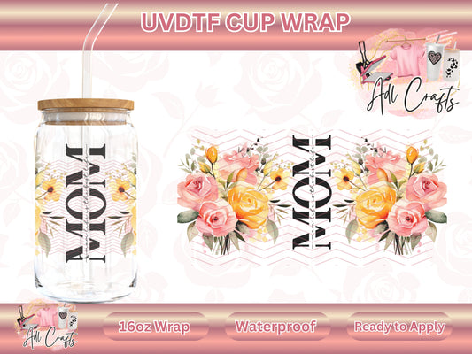 MOM pink and yellow Mother's Day UVDTF WRAPS