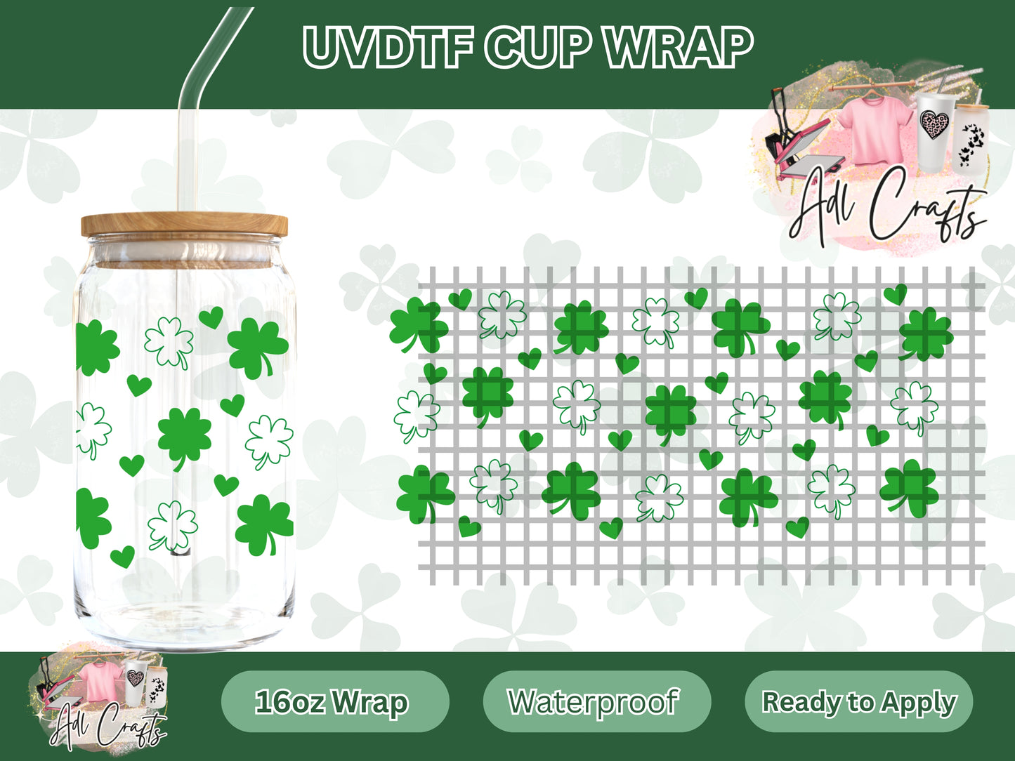 Clover leaves St. Patrick’s UVDTF WRAPS