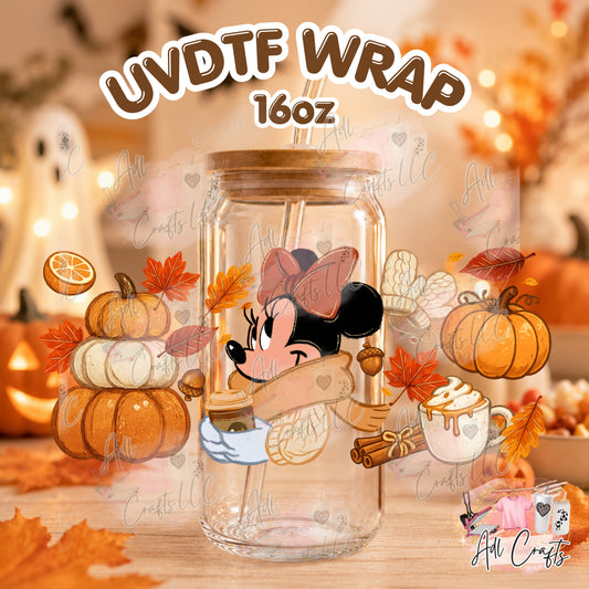 girl mouse Uvdtf Fall/Thanksgiving cup wrap