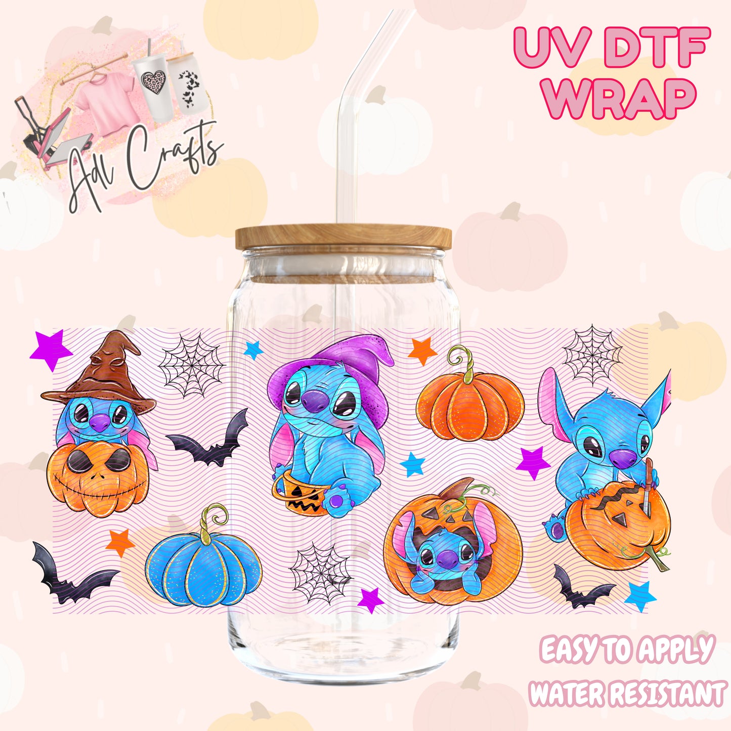 Blue alien cute and spooky Halloween Cup wrap