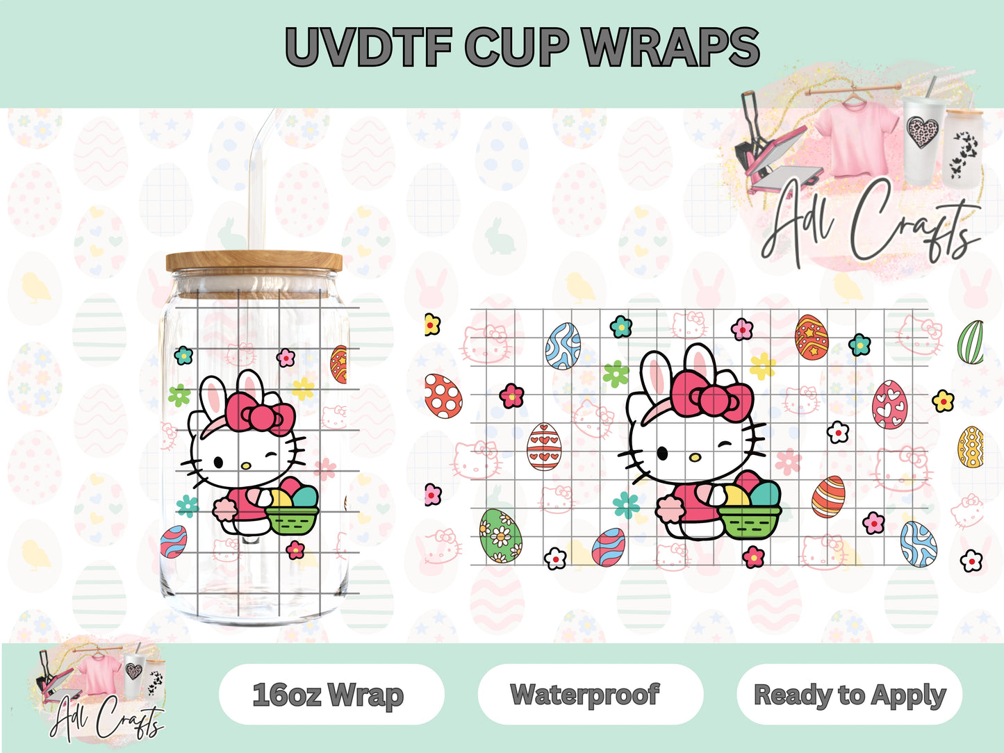 Cute Kitty basket UVDTF Cup Wrap