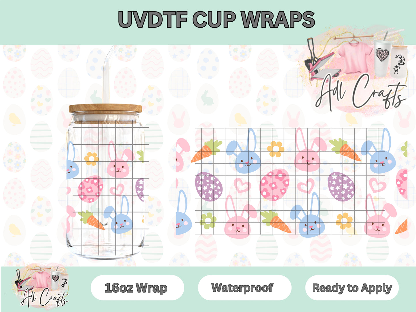 Bunny Egg Carrots Easter UVDTF Cup Wrap