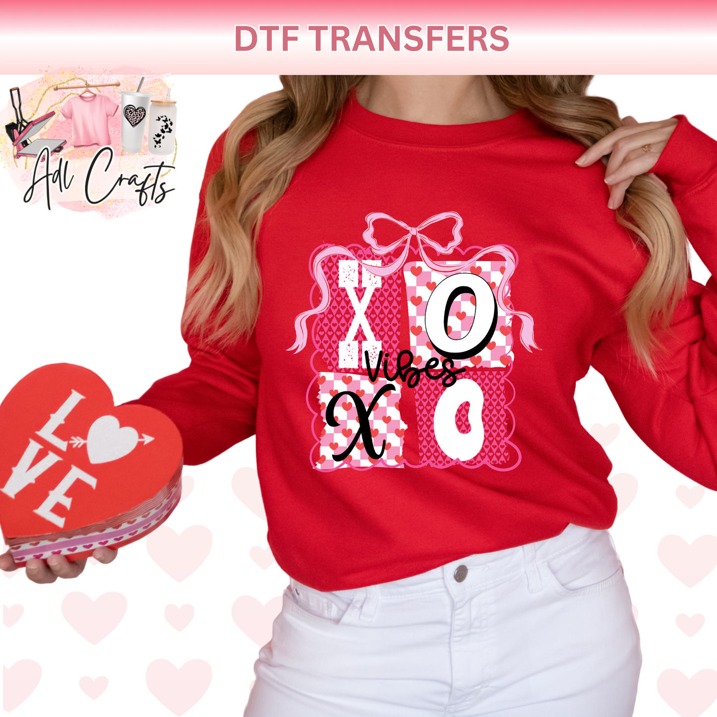 Xoxo bow Valentines DTF Transfer