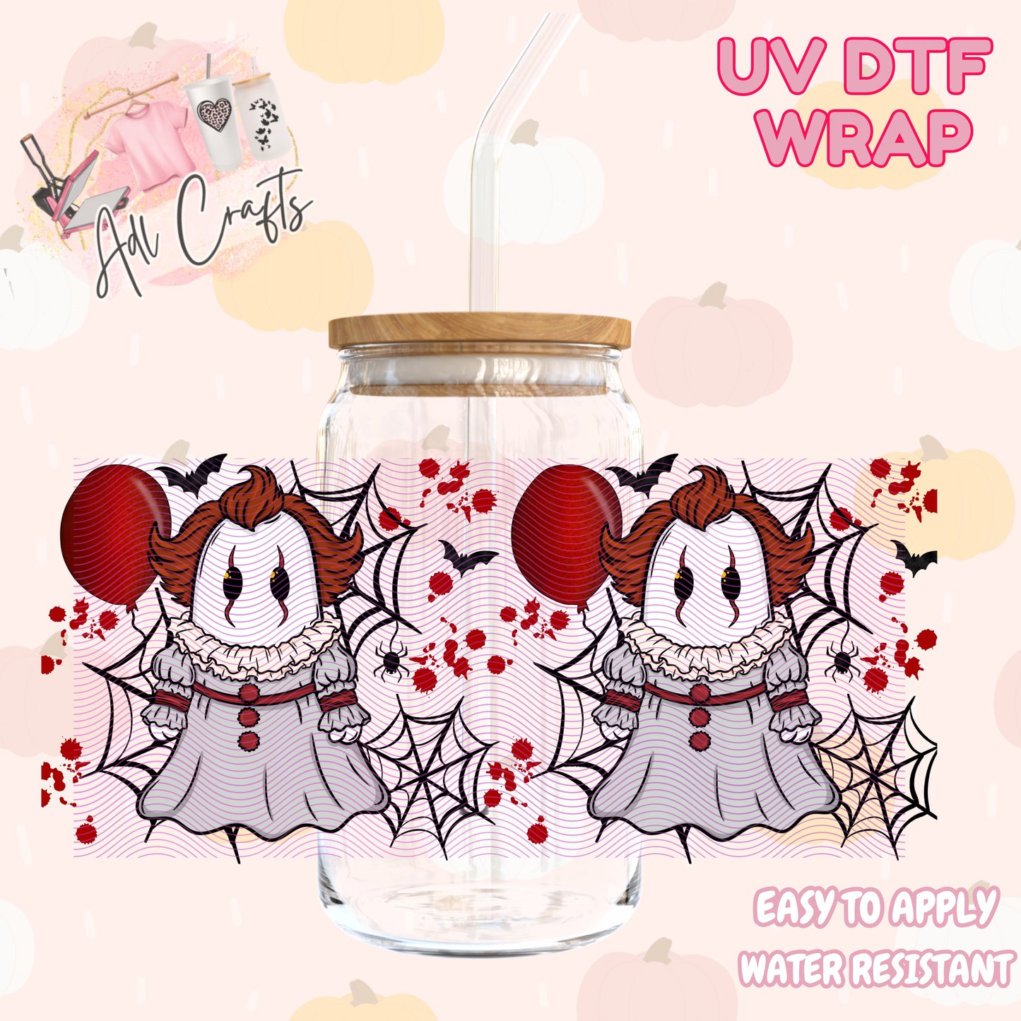 Cute two little red balloon ghost Halloween Cup wrap
