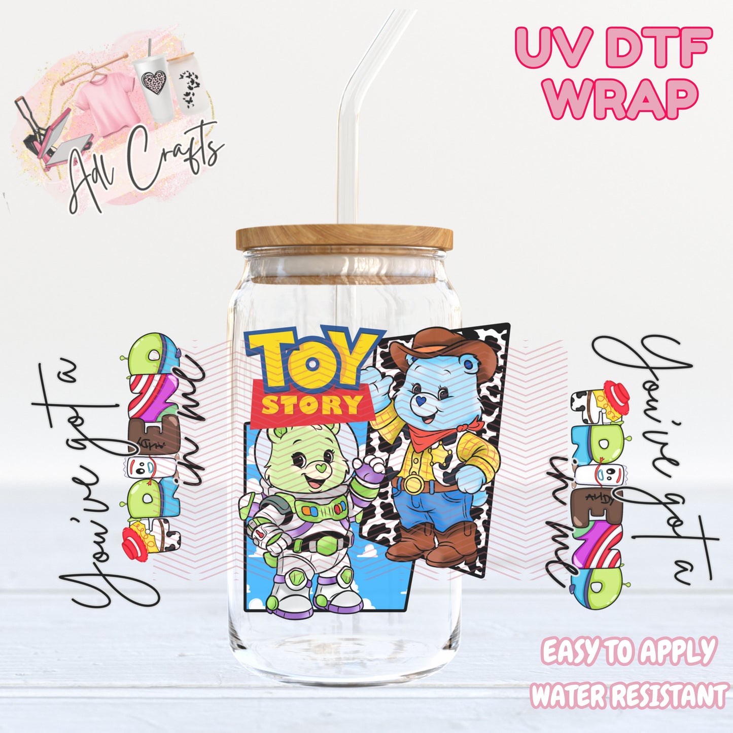 TS5 Bear UVDTF WRAPS Ready to apply