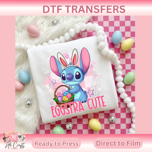 Eggstra cute alien Easter DTF Transfer